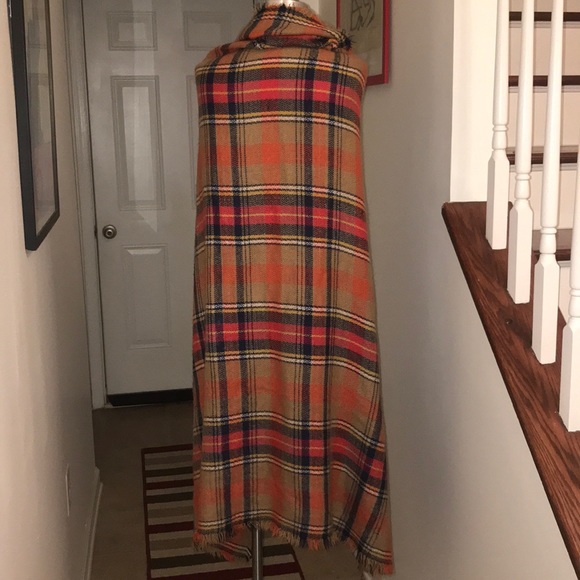 Extra Large Orange Plaid Blanket Scarf 😘😘 - Picture 4 of 8